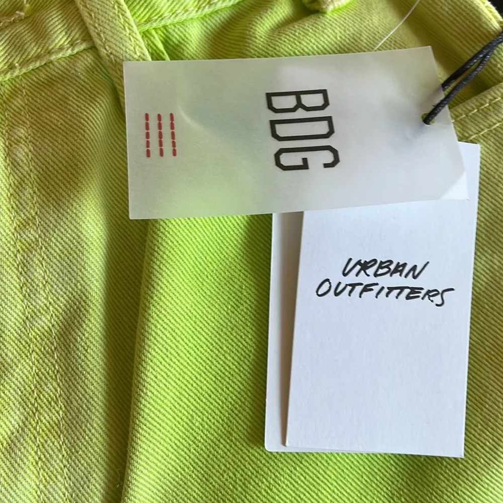 NWT Urban Outfitters Longline Denim Carpenter Shorts/Green - Image 5