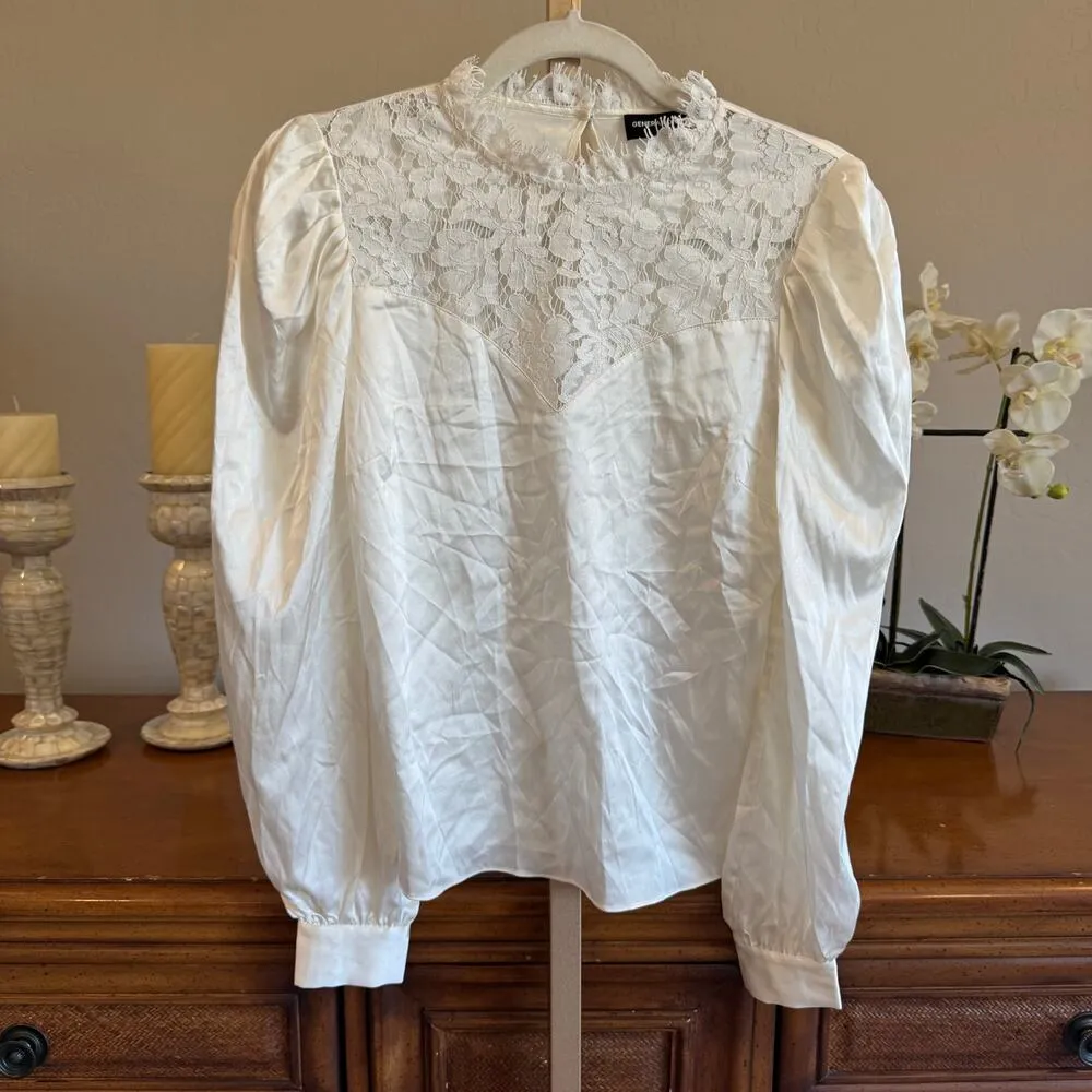 Generation Love Libby Lace Combo Blouse NWOT White Approx. Size S MSRP $285 - Image 2