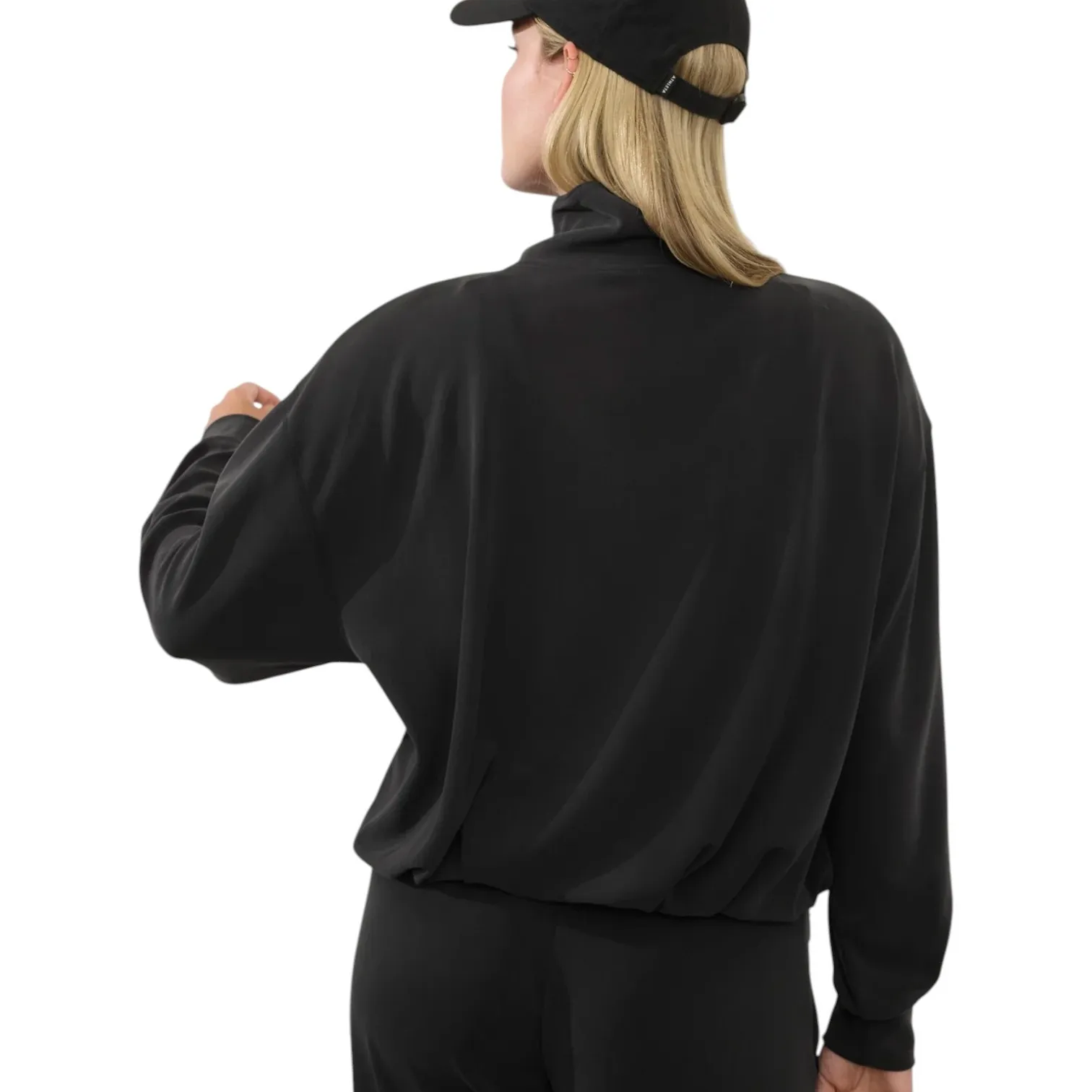 Athleta Seasoft 1/4 Zip Bubble Hem Sweatshirt Black Size Medium - Image 10