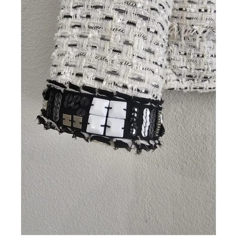 WHBM Embellished Tweed Boucle Cropped Blazer Jacket Sz 6 Career Wear Office - Image 4