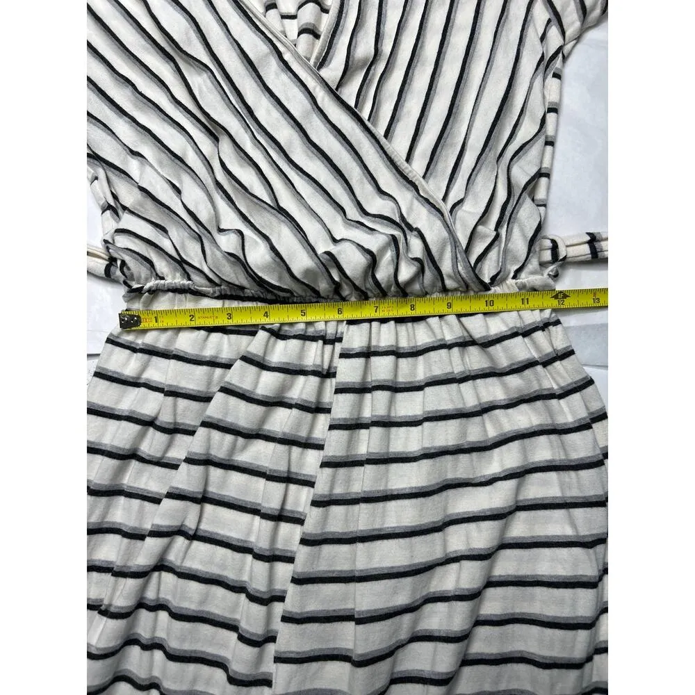 Lush women’s size medium, striped faux wrap culotte length jumpsuit with belt - Image 6