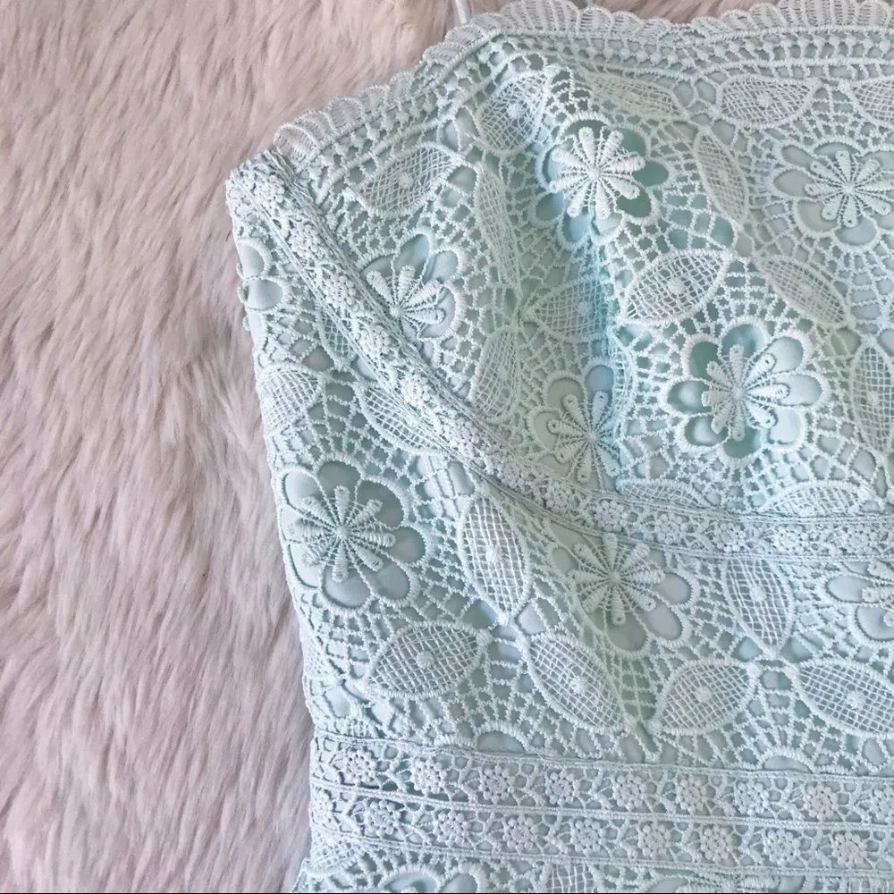 GIANNI BINI Mint Green Lace Midi Dress Cocktail Spaghetti‎ Strap Size 2 New - Image 6