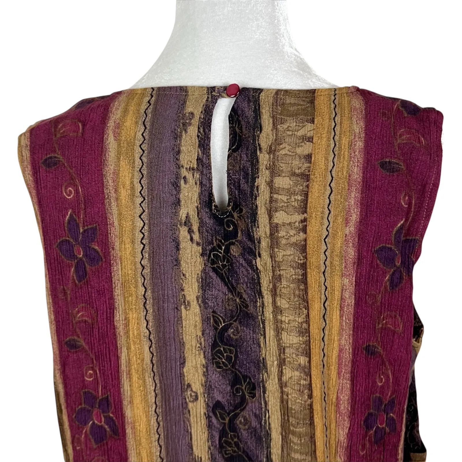 Sag Harbor Red, Gold and Purple Striped Floral Sleeveless Shift Dress Size 2X - Image 5