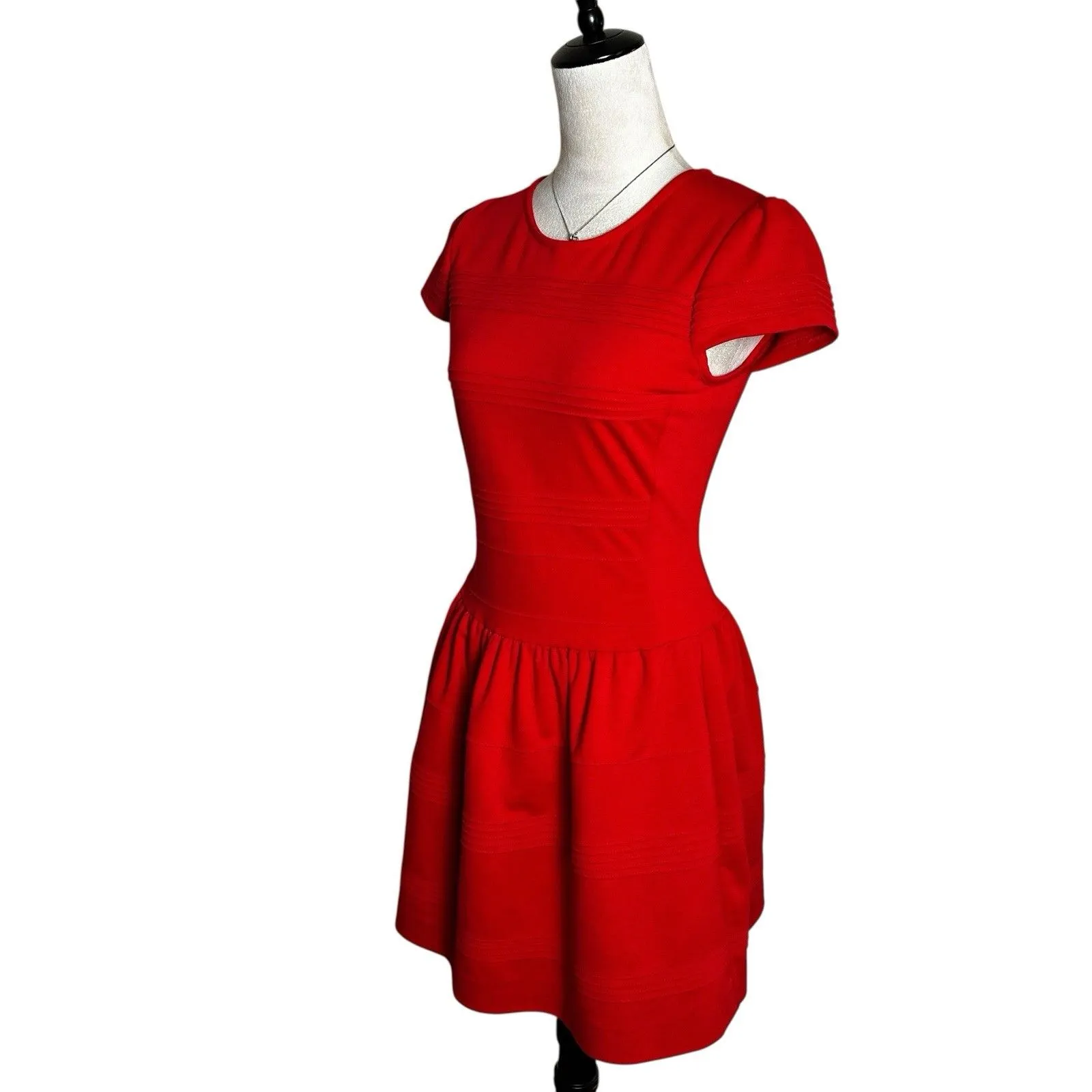 Girls From Savoy Anthropologie Taylor Swift Red Knit Skater Mini Dress Size 4 - Image 4