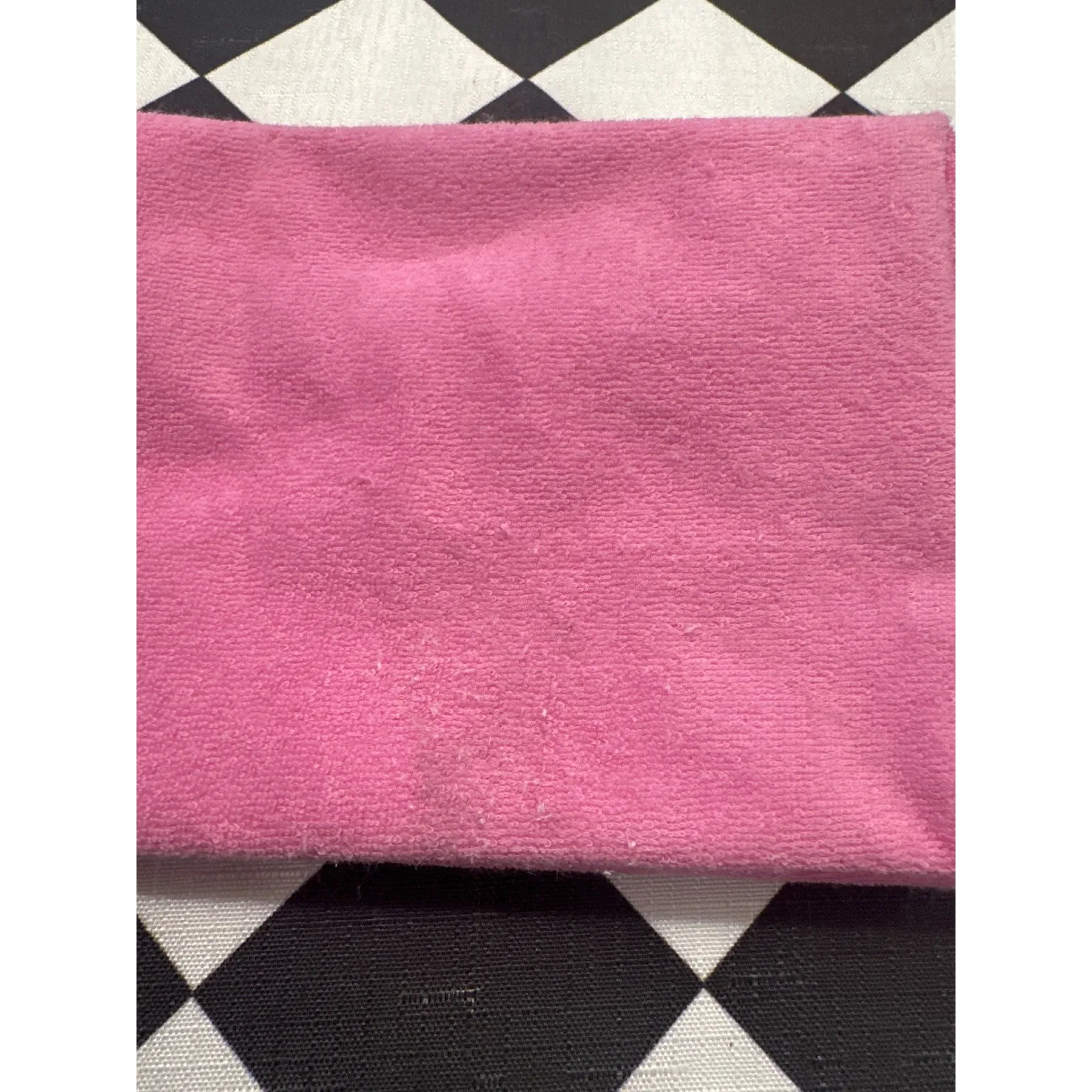 Mud Pie Pink Terry Cloth Cosmetic Bag Pouch GLAM Embroidered Makeup Organizer - Image 5