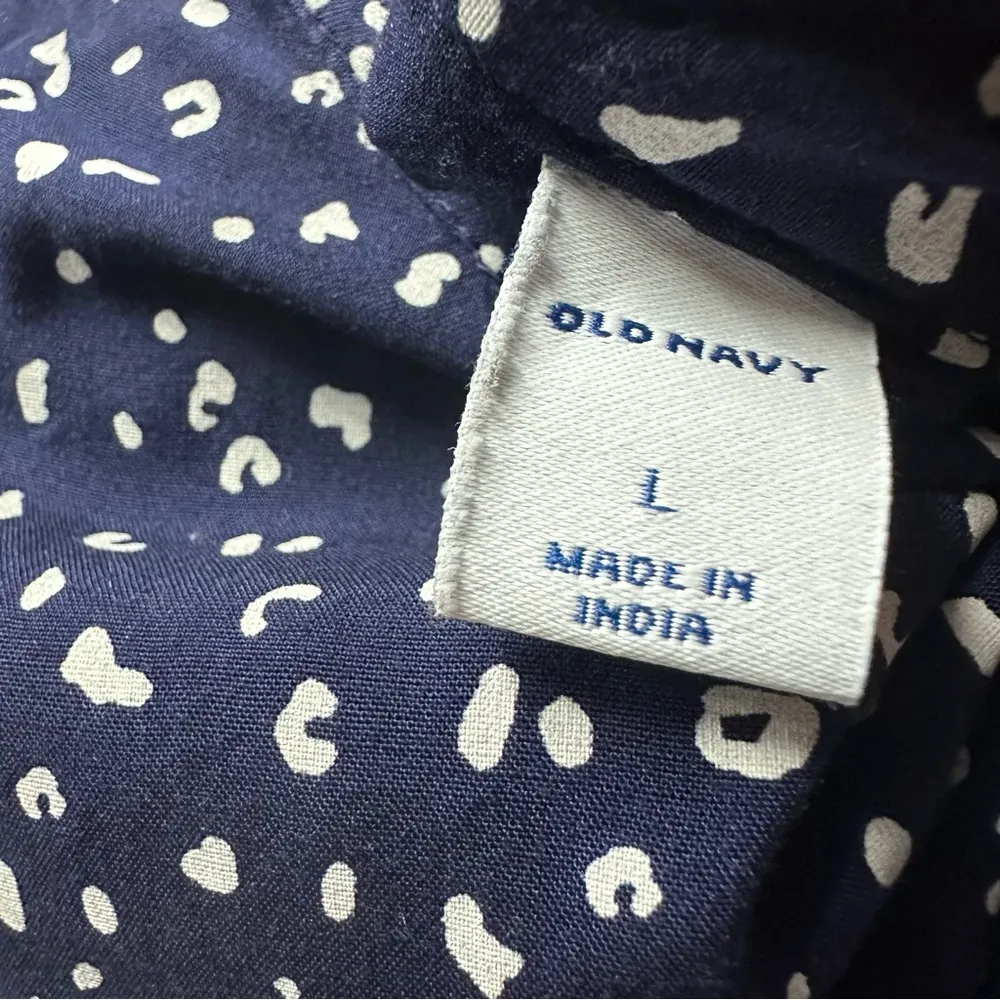 Old Navy Sleeveless Blue White Woven Boho Tassel Tie Dress Womens Large - Image 11