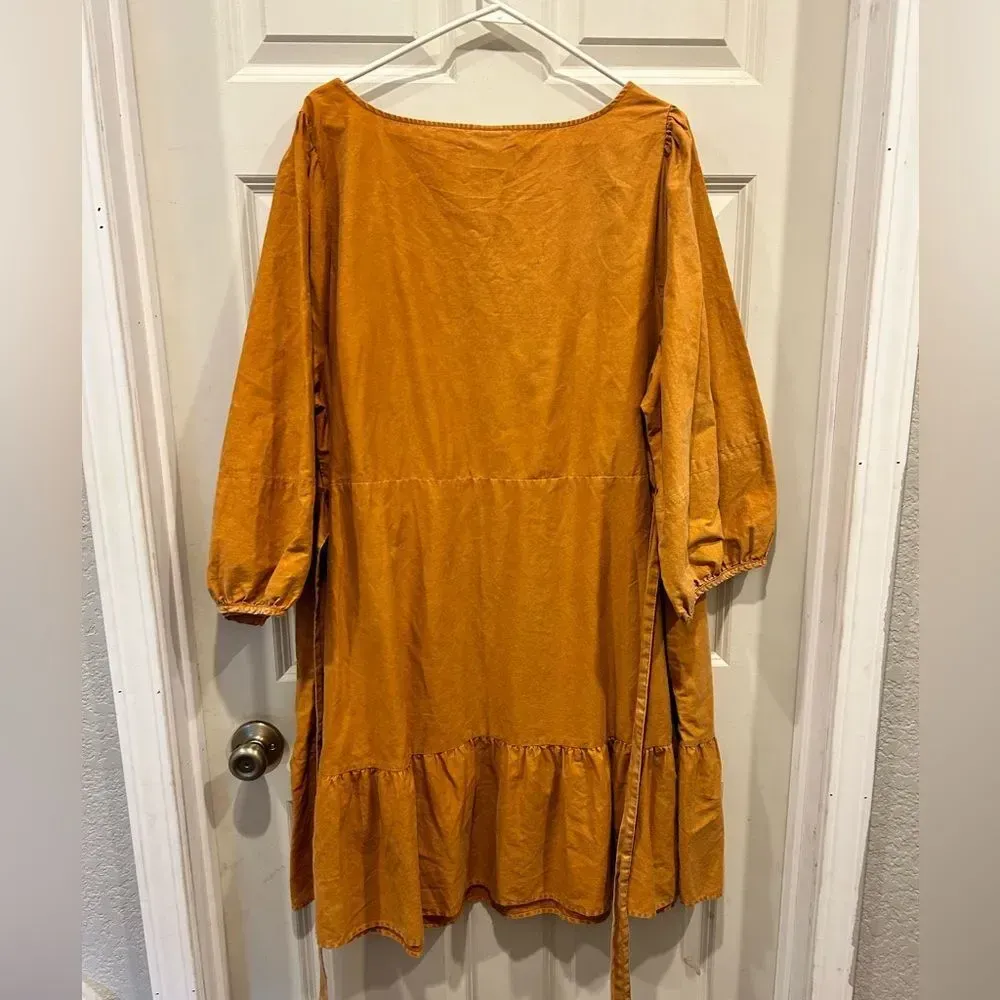 Ava & Viv Women's Copper Pumpkin 3/4 Ballon Sleeve Ruffle Hem Dress size 2X‎ NWT - Image 6