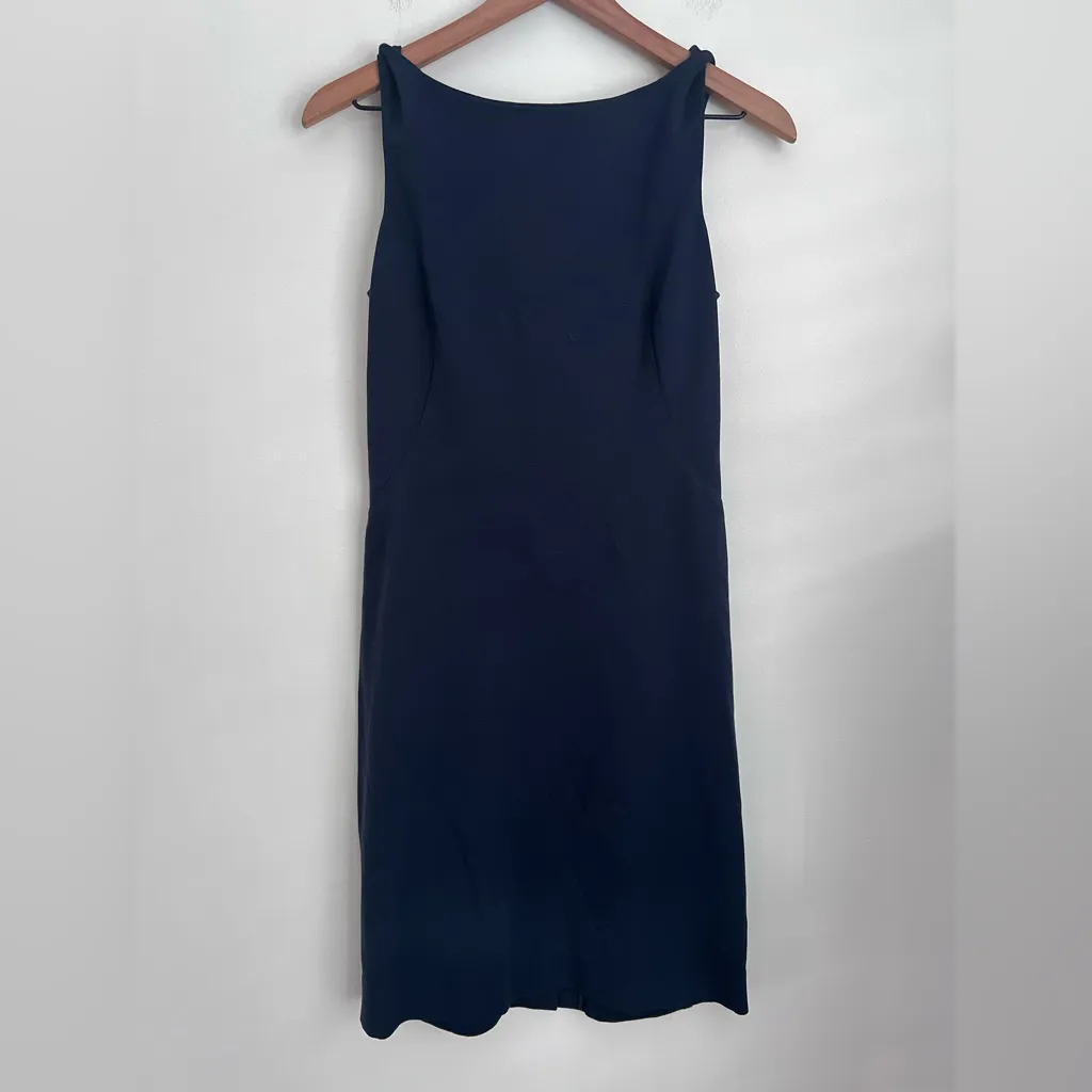 M.M. LAFLEUR Lydia Twist Shoulder Sleeveless Sheath Dress ponte stretch Navy 8 - Image 4