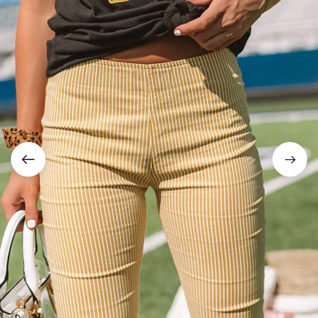 Newbury Kustom NWOT The Hayes High Waist Striped Flare in Mustard - Image 2