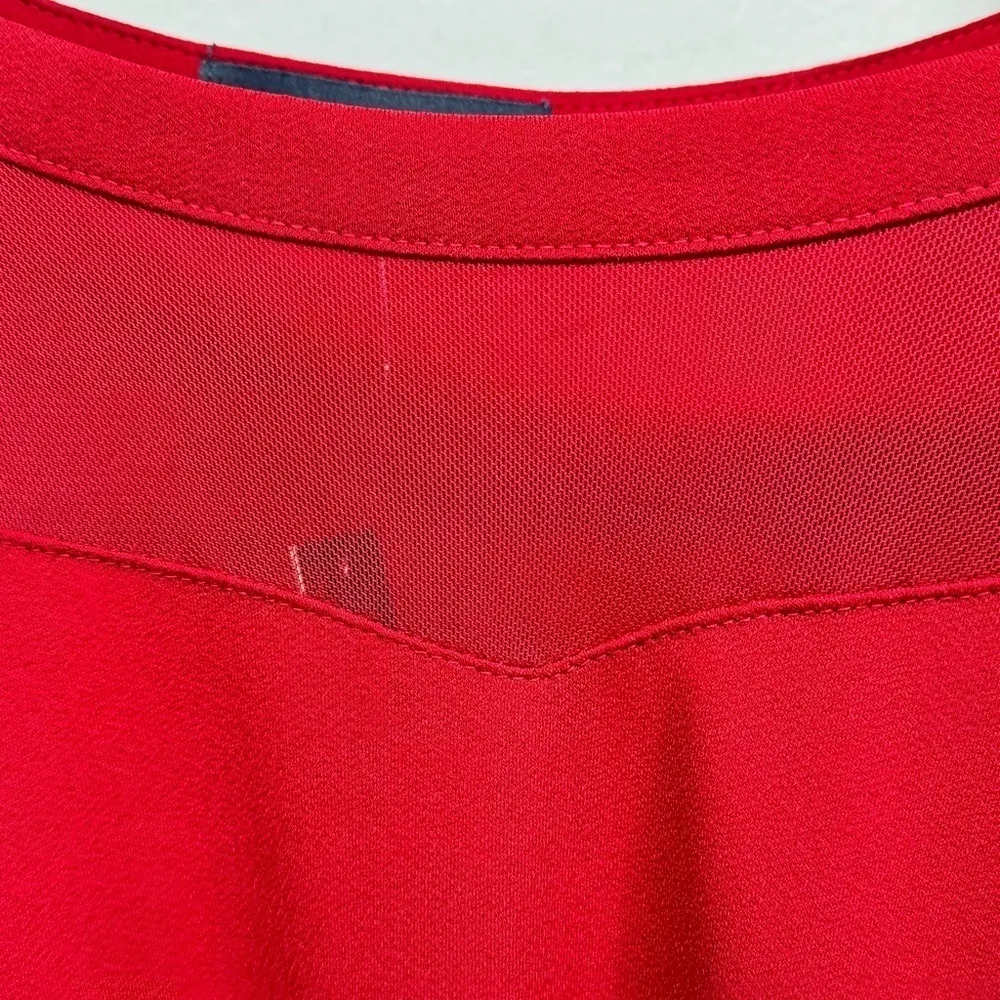 Red Blouse Dressy Rhinestone and Sheer Detail Top Holiday Christmas 3X NEW - Image 5