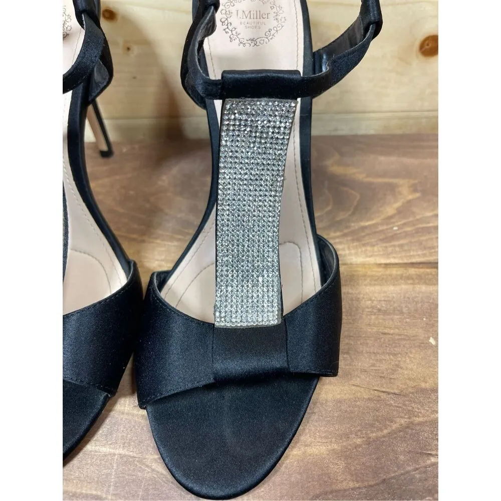 I. Miller  Women's Black Silver Studded Rhinestone High 4" Heels Size 8.5M - Image 3