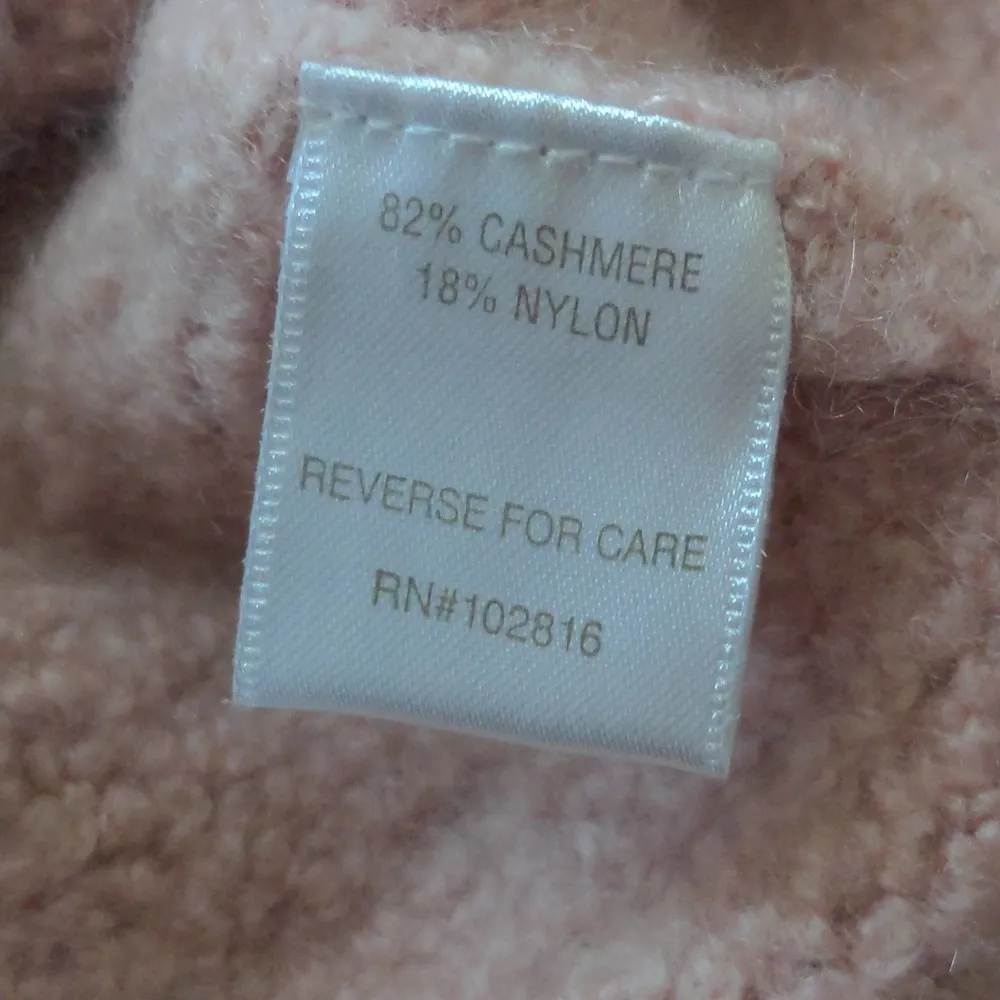 Garnet Hill Cashmere Blend Bouclé Cropped Sweater Pink Long Sleeve Mock Neck S - Image 5