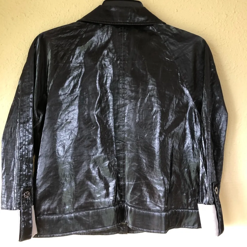 J’Envie New York Crop Black Rain Jacket 6 Linen backing - Image 3