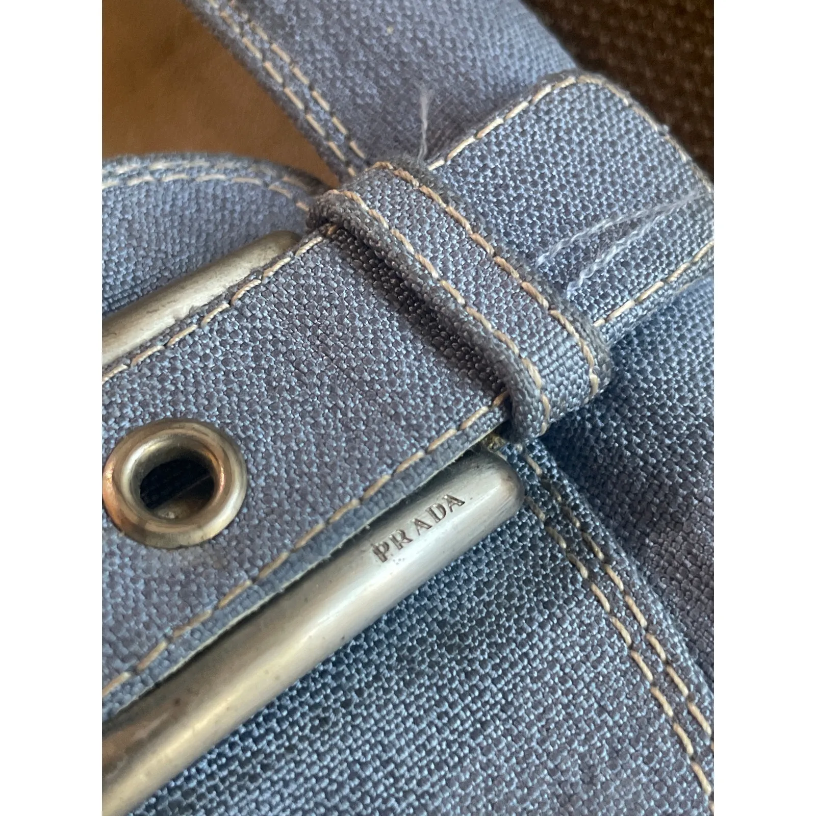 Vintage PRADA Blue Loafer Flats w Buckle Size 38.5 8.5 AS-IS IMPERFECT Shoes - Image 2