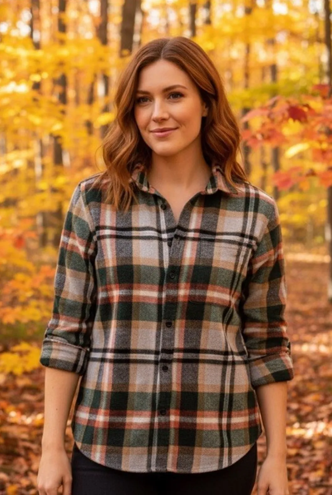 Plaid Unbranded Women's Medium, Green, Warm, Soft Texture Button Shirt/Flannel Green - Image 1