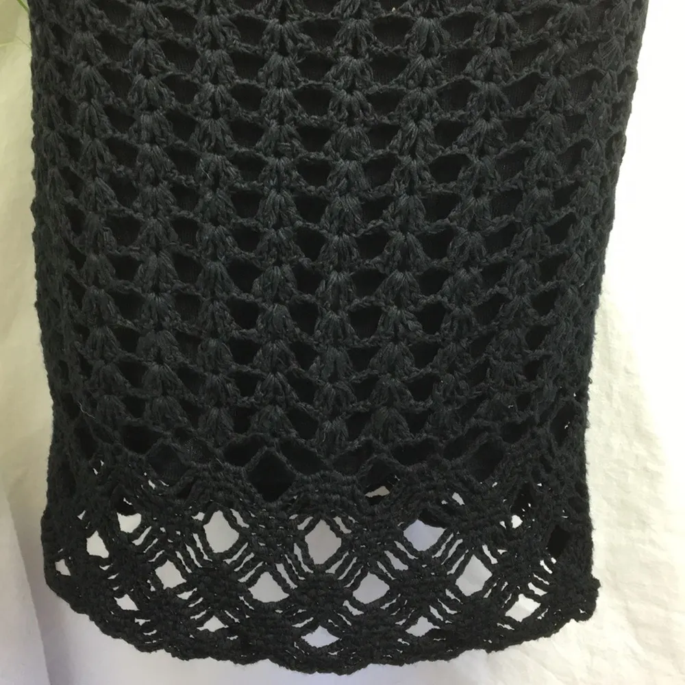 Vivienne Tam Black Knit Crochet Lined Knee Length Skirt S - Image 6