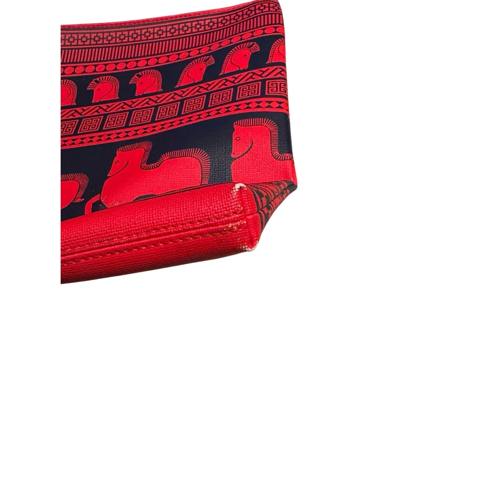 Jonathan Adler Equestrian Horse Southwestern Black Red Large Clutch Purse Bag Red - Image 8