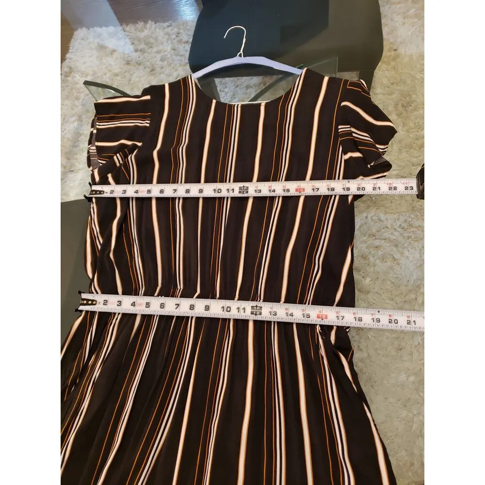 Time And True Jumpsuit Womens 2XL Black Striped Cinch Waist Short Sleeve Pocket Size XXL - Image 8