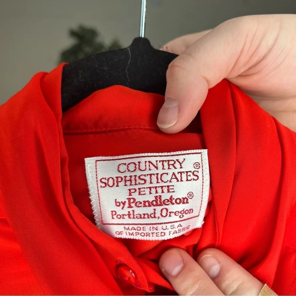 Pendleton Country sophisticates by  | women red button down blouse vintage - Image 8