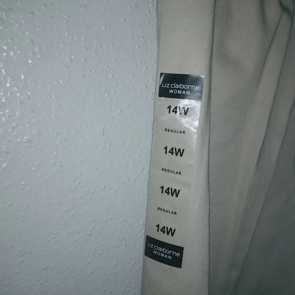 Liz Claiborne 14W 32x30 Wrinkle Free Light Khaki Pants Plus Workwear or Casual - Image 2