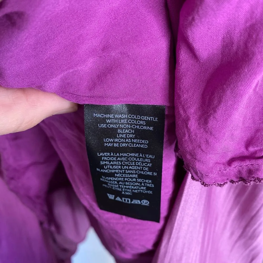 ANTHROPOLOGIE V-Neck Vibrant Mini Dress Orchid Purple Size 4 Satin - Image 8