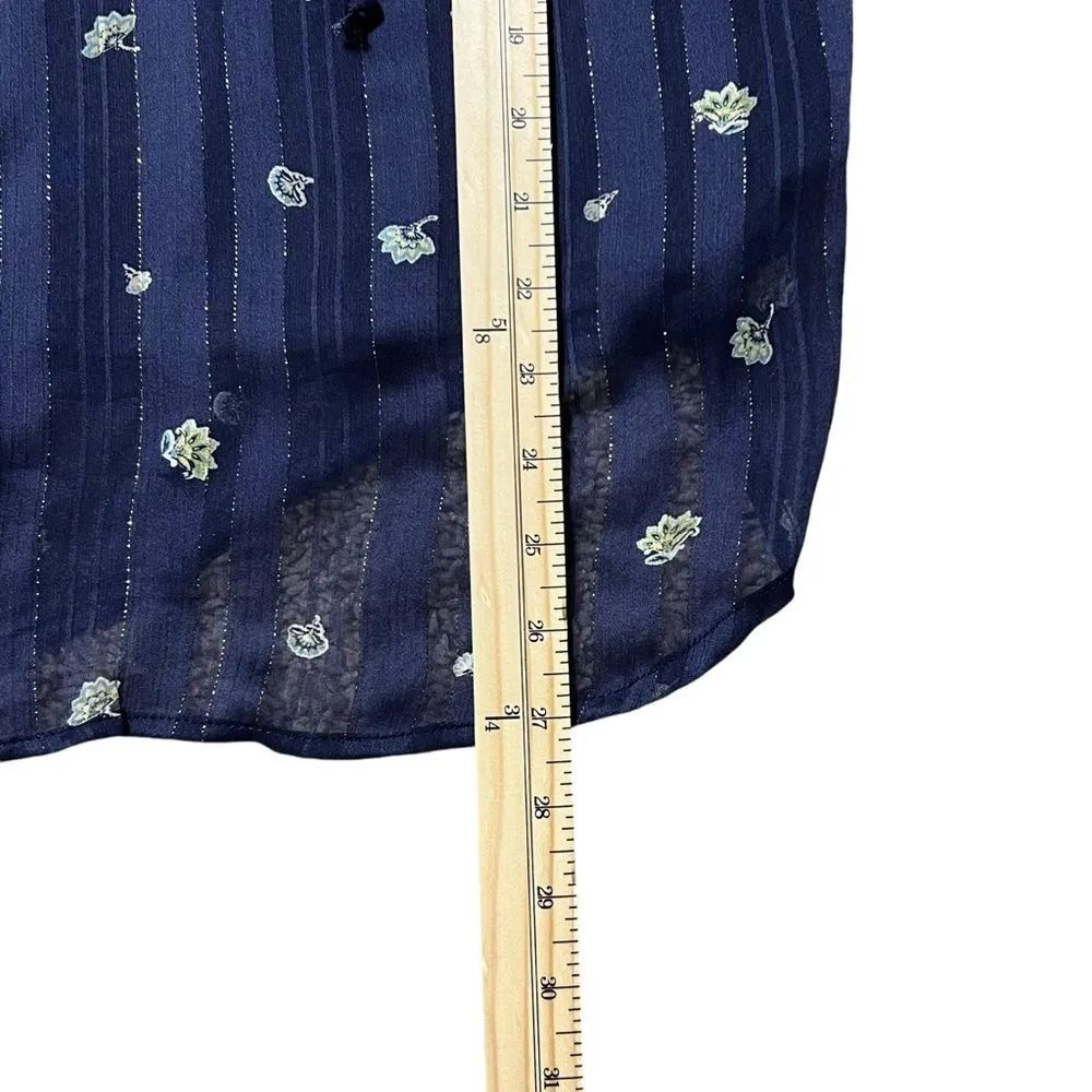 Fig & Flower Anthropologie Blue Floral Top Size L Long Sleeve Boho Peasant Size L - Image 12