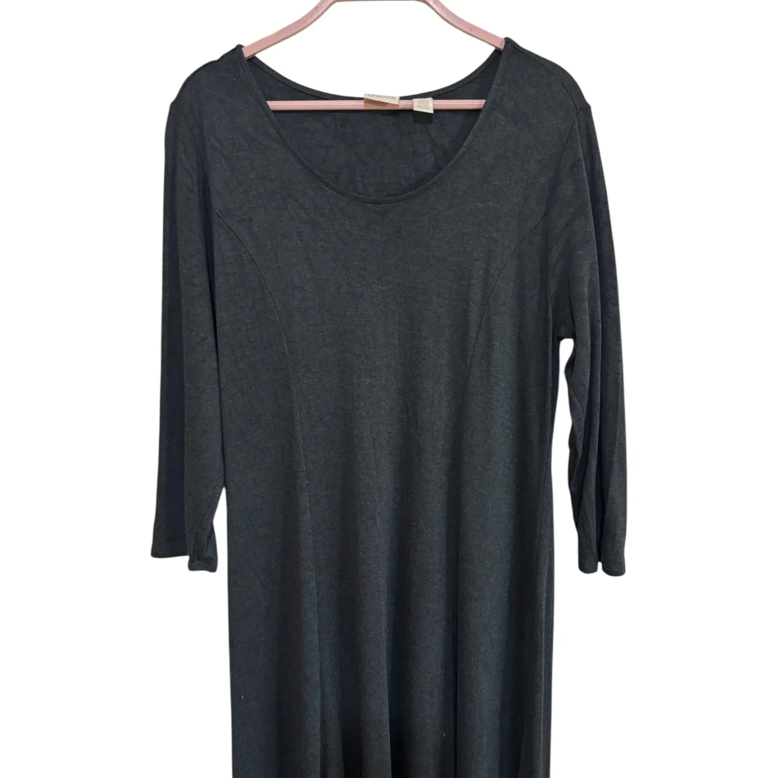 Chicos High Low Lilly Maxi Dress Sz 2 Large Gray Casual Comfy 3/4 sleeve Minimal - Image 2