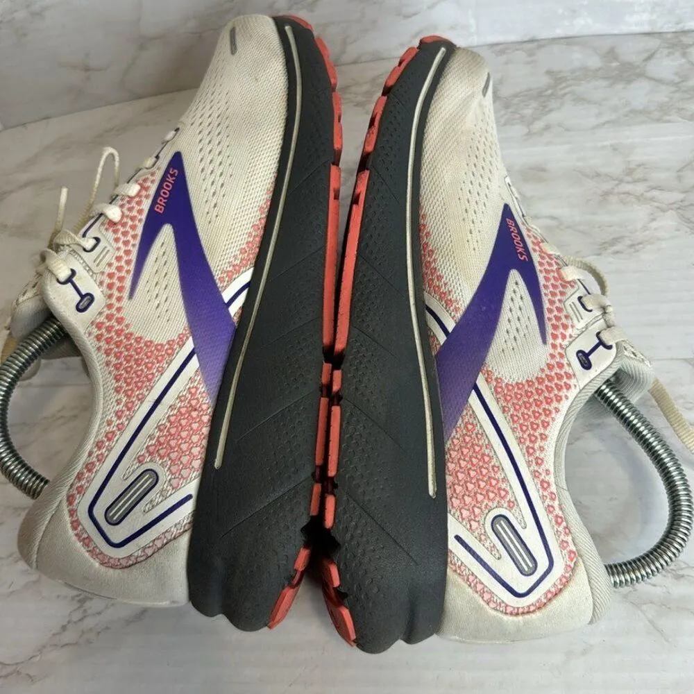 Brooks Ghost 14 Running athletic Shoes  Womens Sz 10 M (B) White/Purple - Image 6
