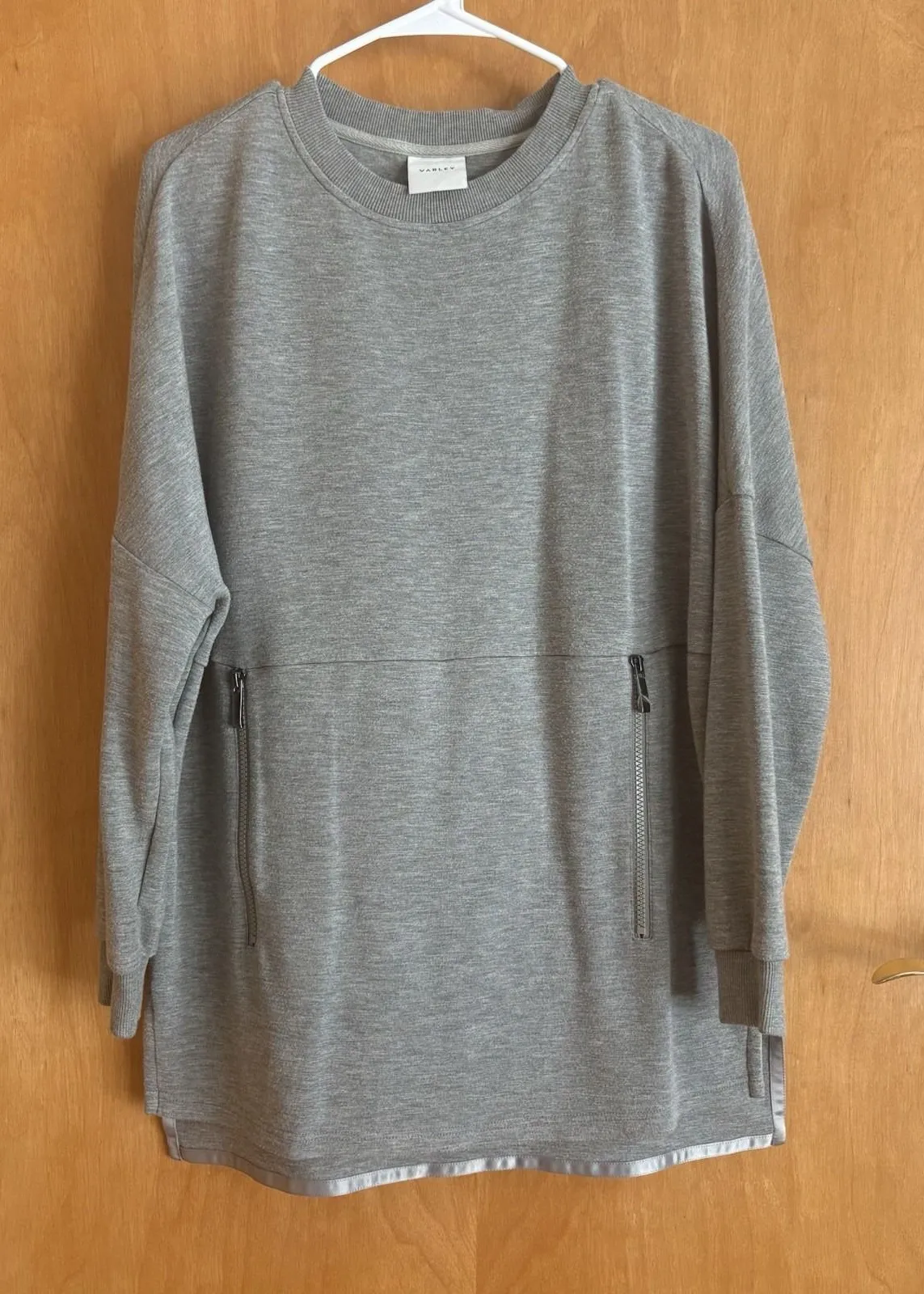 Varley Bayliss Sweatshirt Womens Size S Gray Pullover Oversized Zip Pockets - Image 1