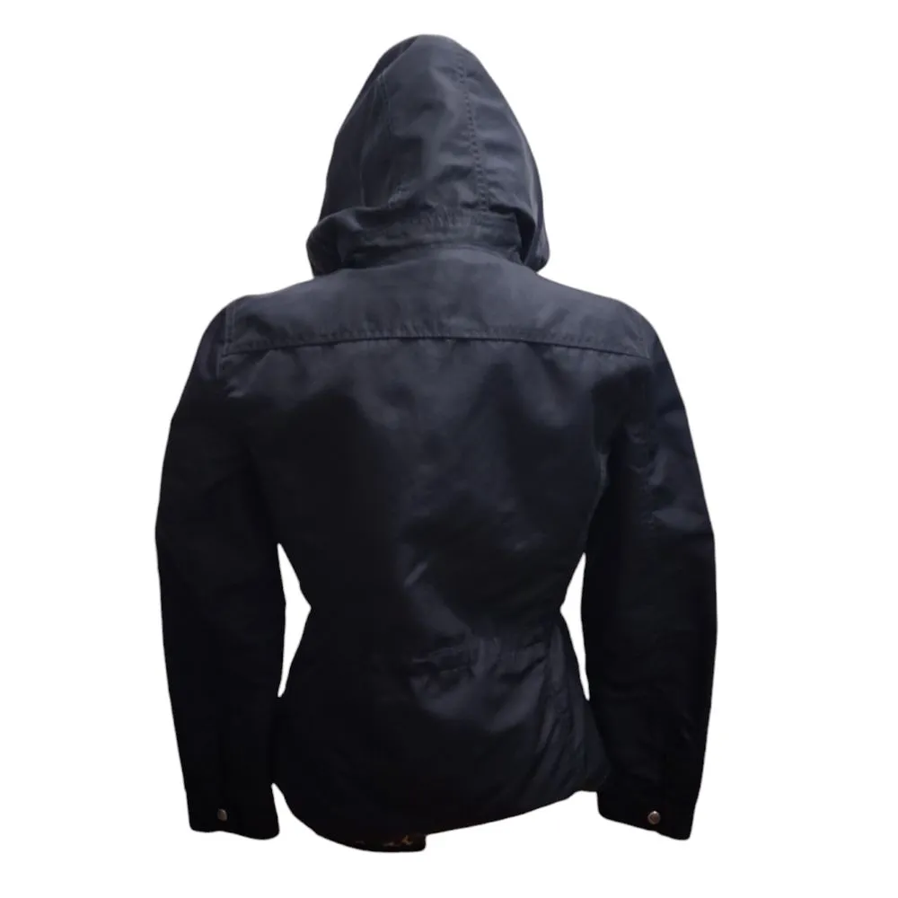 J.Crew Women's Hooded Utility Jacket Black Zip-Up Outerwear Size 6‎ - Image 2