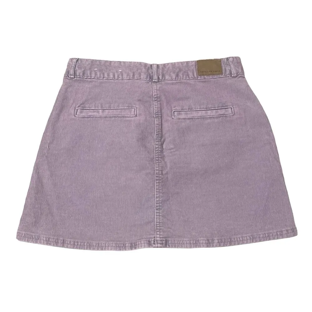 American Eagle Hi-Rise A-Line Skirt Dusty Lavender Corduroy Mini Juniors Size 0 - Image 3
