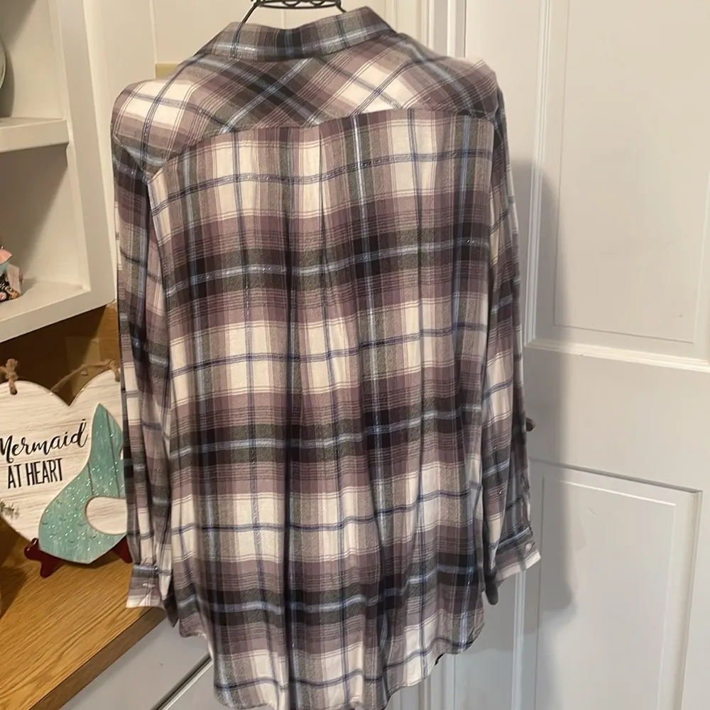 🤩🤩🤩BOGOHO 🤩🤩🤩Blue/Gray LS Plaid Button Down Shirt-XL - Image 6