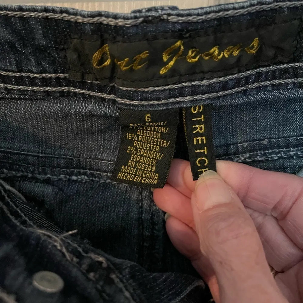 Out Jeans Stretch Capri Dark Wash Y2K Size 6 - Image 6