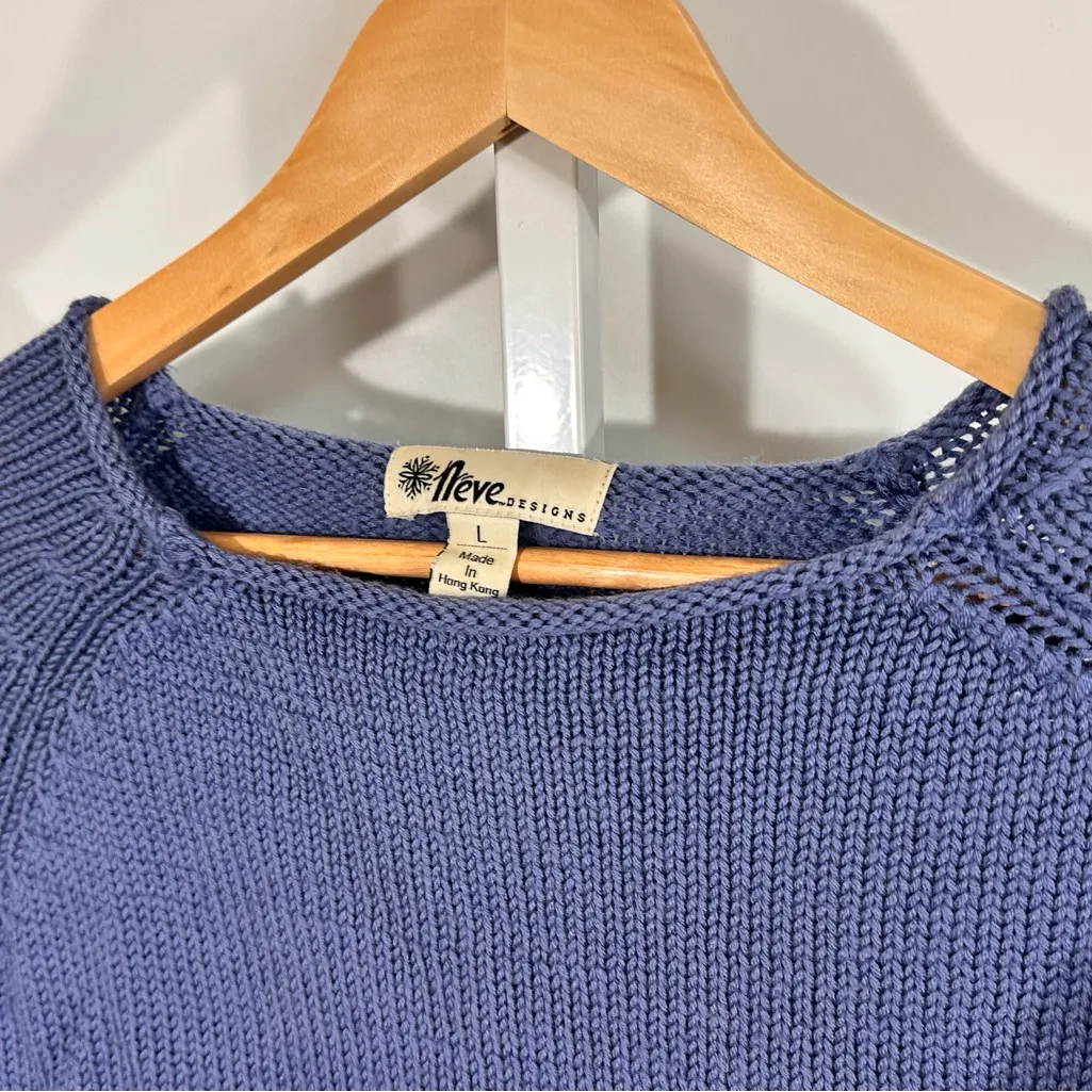 Hong Kong wool Neve Designs 100% Wool Snowflake Knit Sweater –(Vintage) Blue Size L - Image 3