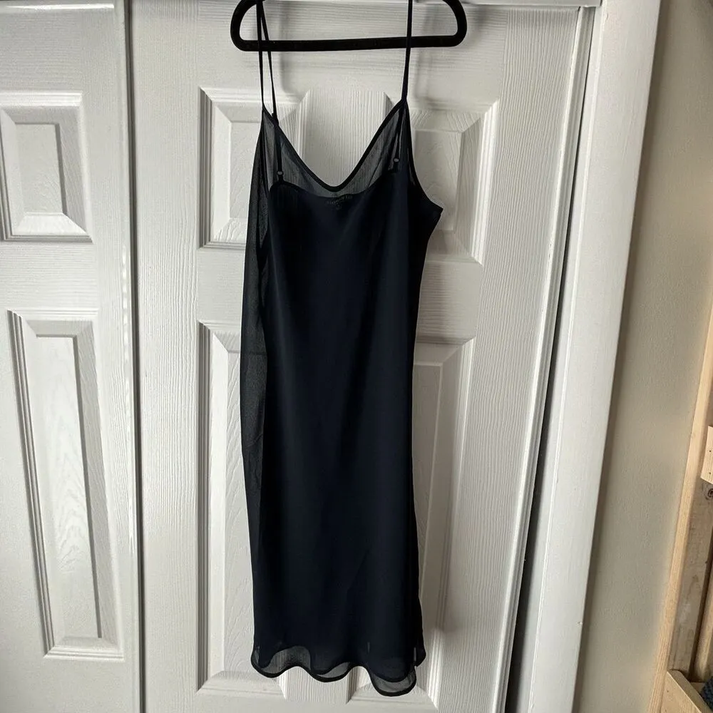 Lafayette 148 New York Dress Womens Size Small Navy Blue Sheer Mini Dress - Image 2