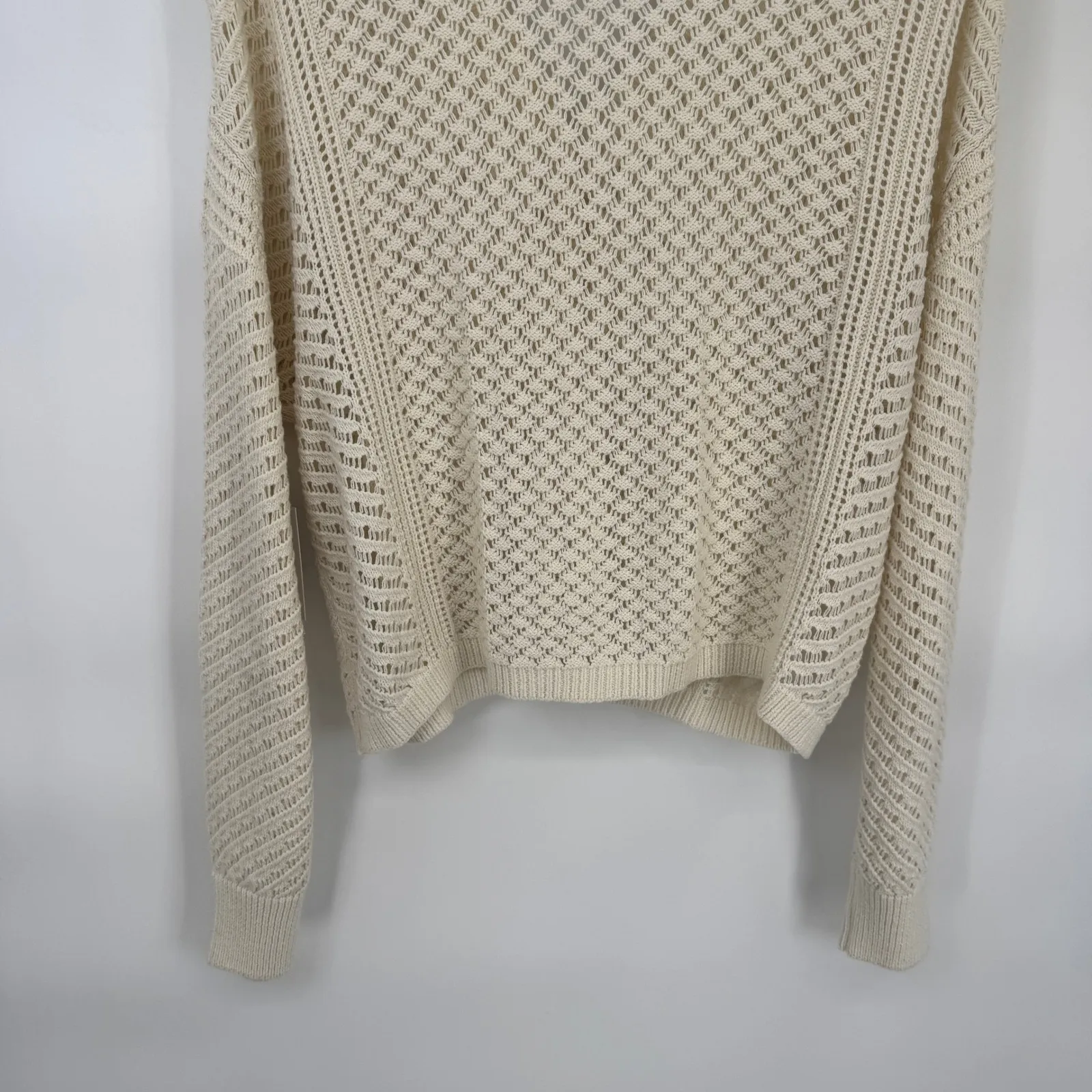 SONOMA Cardigan Sweater Womens Large Cream Crochet Knit Boho Grannycore NEW - Image 11