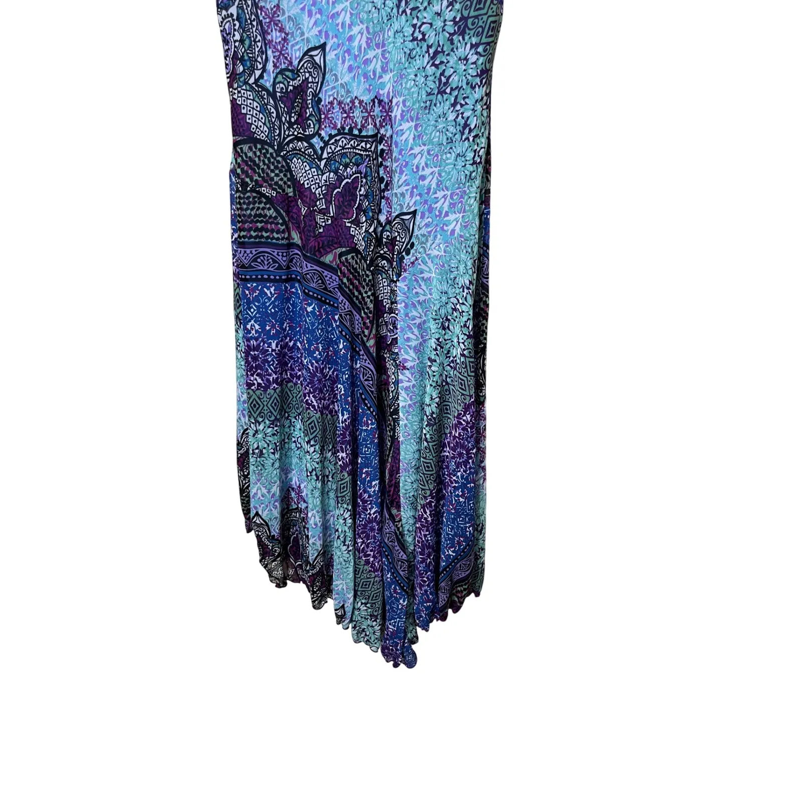 Dressbarn Y2K Paisley Print Dress Sleeveless V Neck‎ Midi Blue Purple Size 10 - Image 3