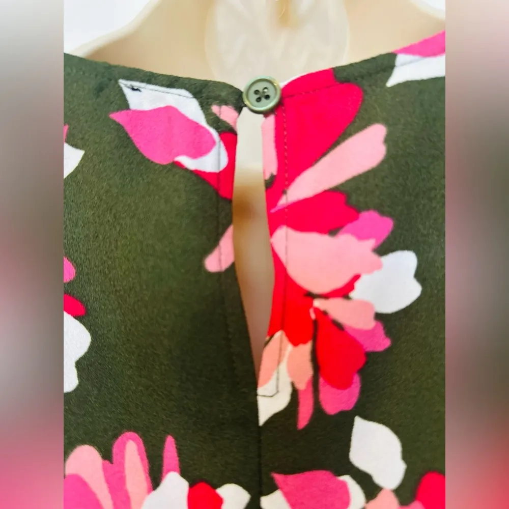 J Jason Wu Woven Peplum Floral Tank Women's Top with Ruffle Green Size XXS - Image 6