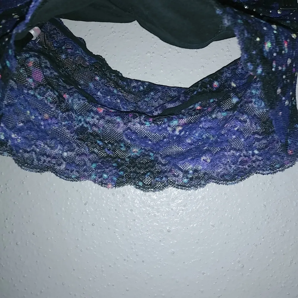 PINK S Galaxy Mesh Strapless Top in Purple Black - Image 12