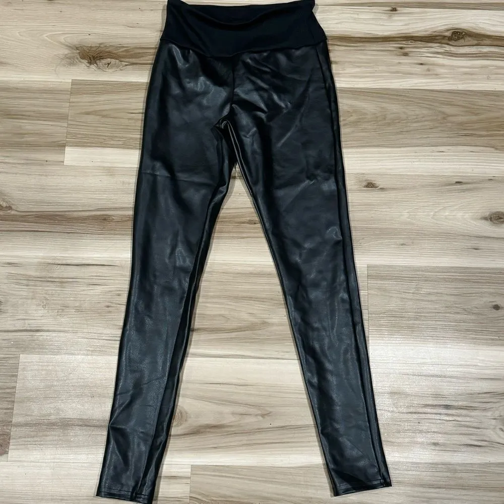 Assets by Spanx All Over Faux Leather Shape Leggings Black Women’s Small - Image 2