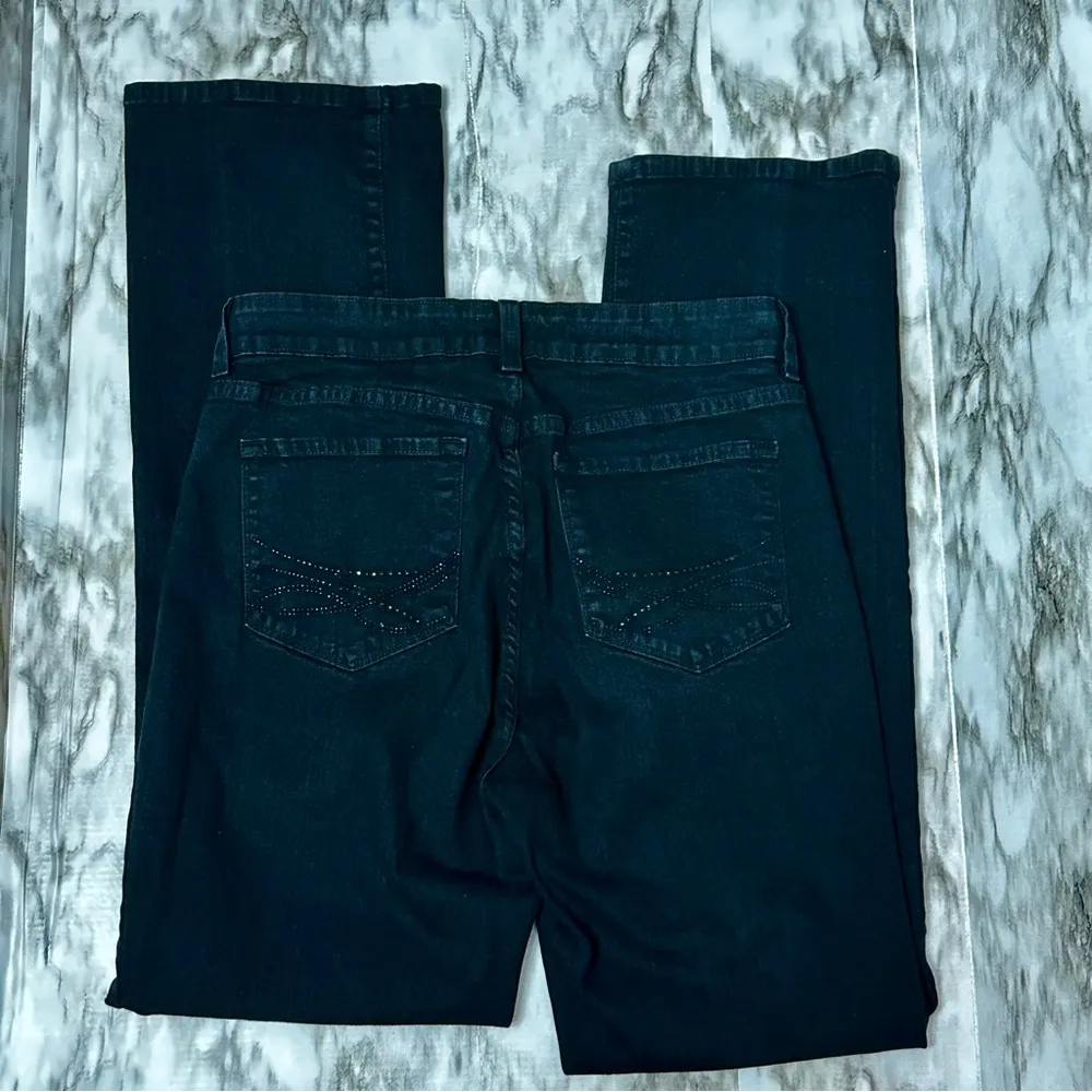 NYDJ Black Straight Leg Jeans Classic Fit Lift Tuck Technology Bling Pockets Fun - Image 4