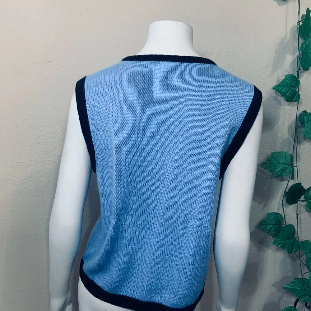 Bechamel Winter Reindeer Snowy Sweater Vest Blue Size M - Image 7