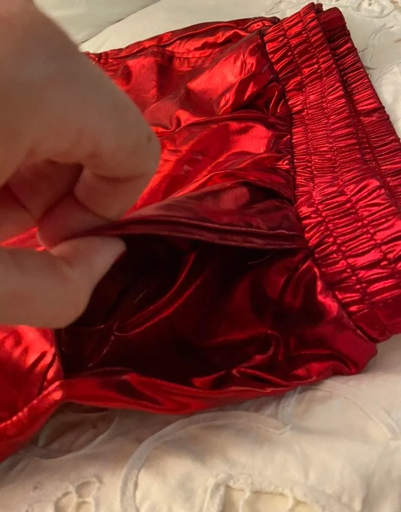 American Apparel Red Metallic Booty Shorts - Image 3