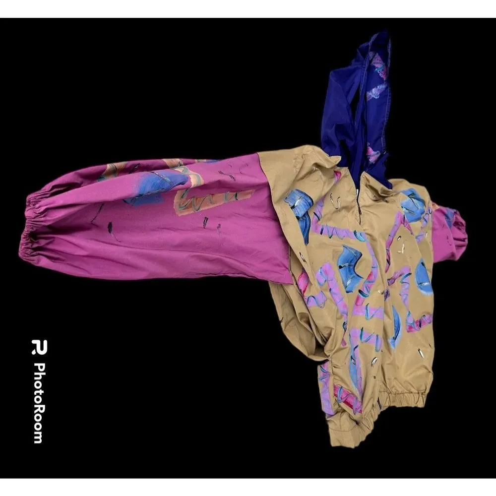 VTG Ann Original Seattle Hooded Rain Jacket Sz XXXL? Hand Painted Art to… - Image 7