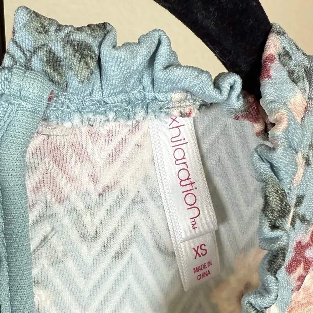 Western Blue Floral Fit & Flare Dress XS Stretch Cottagecore Festival Y2K Summer - Image 6