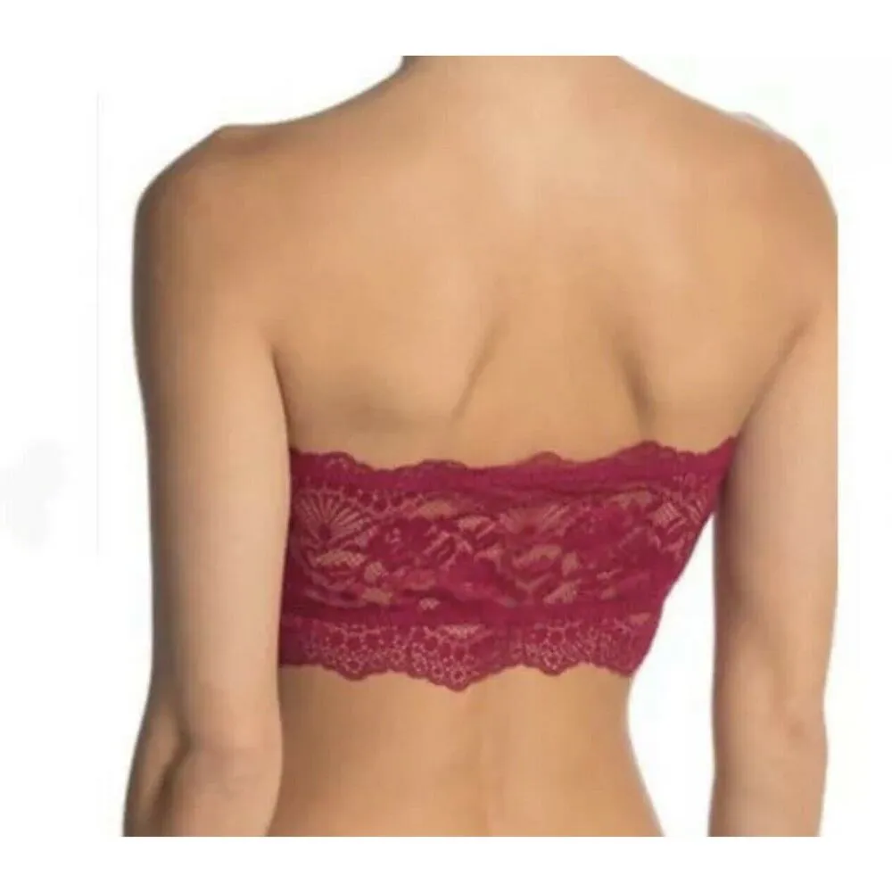 Free People Intimately Bandeau Bra Lacey Looks Burgundy X-Small XS Strapless New - Image 3