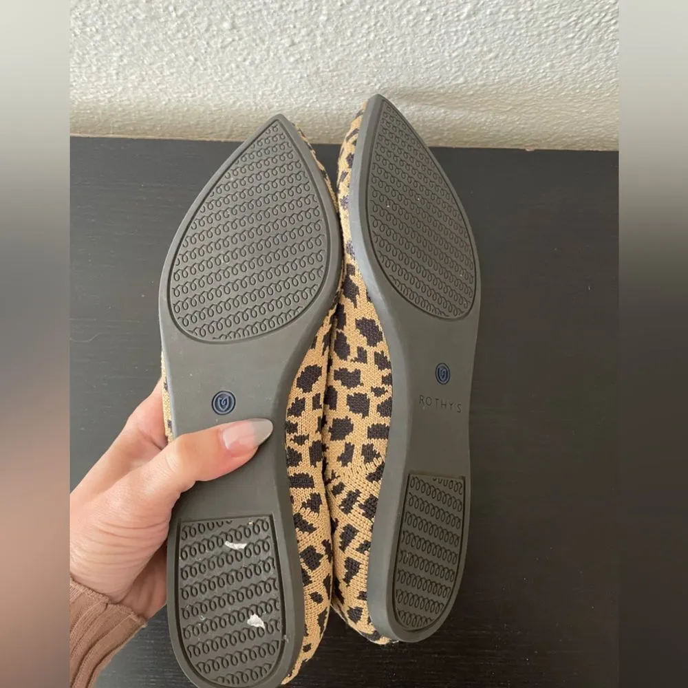 Rothy's The Point Leopard Flats Slip On Shoes Women's‎ Size 8 Animal Print - Image 3