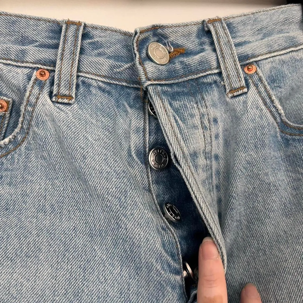 GRLFRND x Revolve Quinn High Rise 90s Distressed Jorts – Light Wash (26) - Image 4