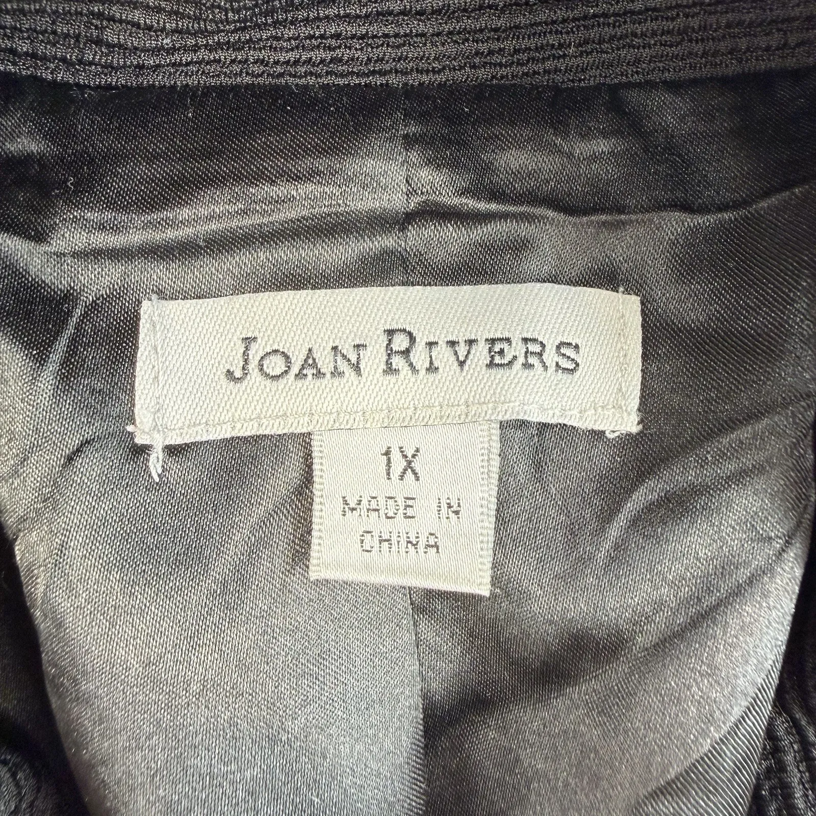 Joan Rivers Plus 1X Blazer Jacket Fitted Black Rhinestone Pearl Holiday Cocktail - Image 4