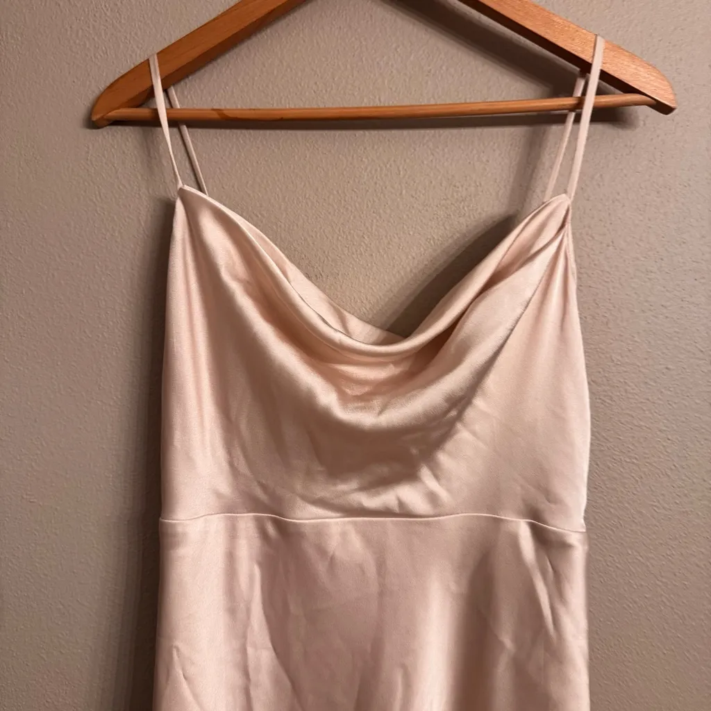 FAME AND PARTNERS Rosabel Light Nude Cowl‎ Neck Silky Maxi Dress - Image 4